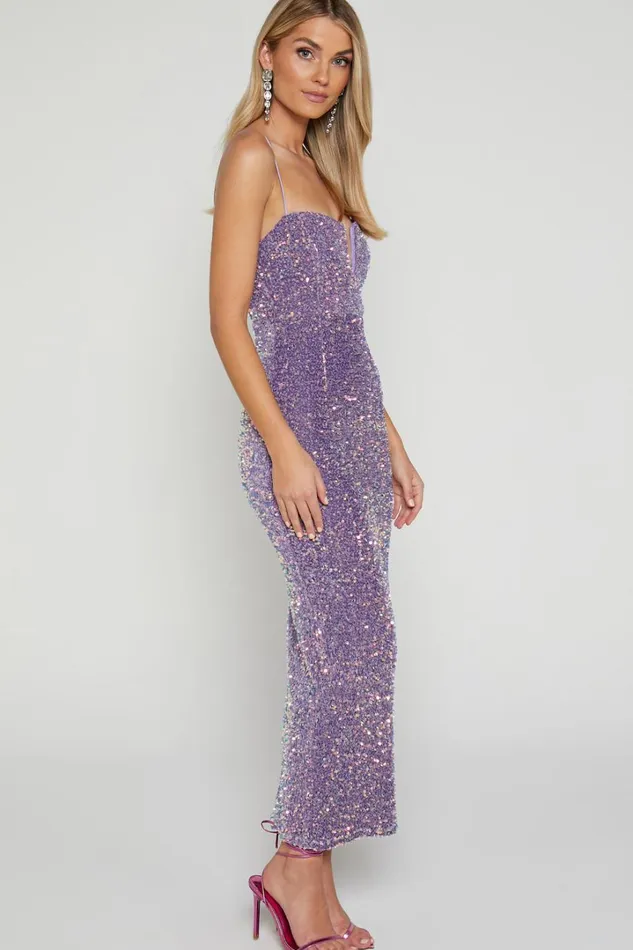 Rayner Midi Dress 8211 V Bar Sequin Bodycon Dress In Lilac Women Showpo Dresses