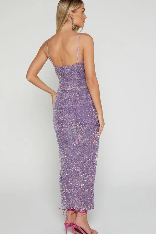 Rayner Midi Dress 8211 V Bar Sequin Bodycon Dress In Lilac Women Showpo Dresses