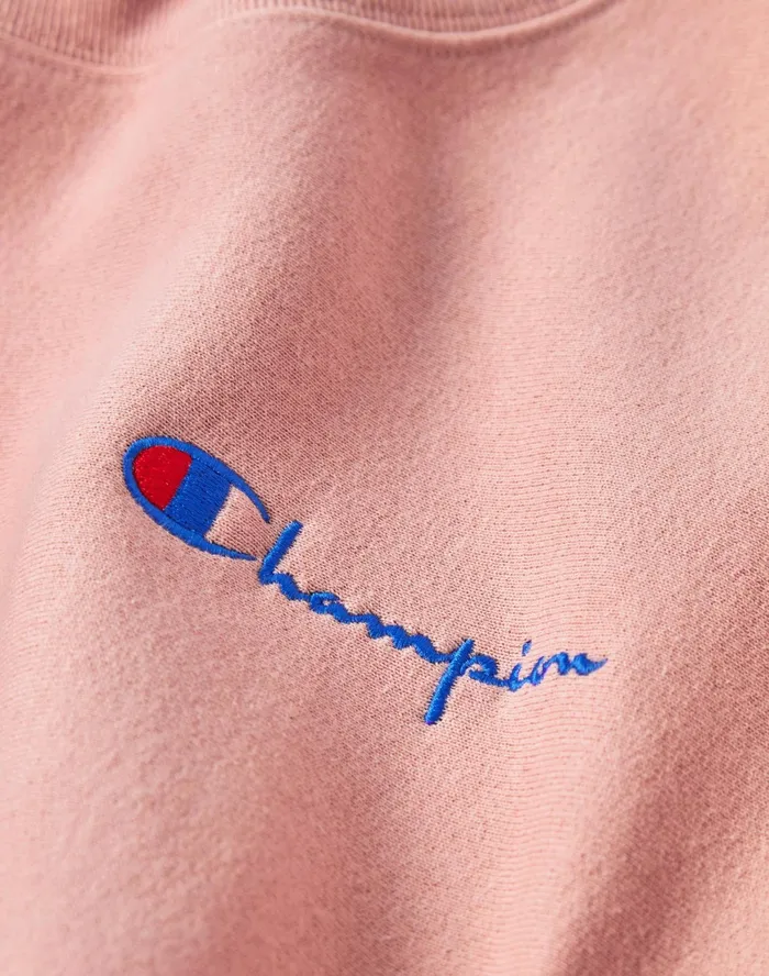 Reverse Weave Crewneck Sweatshirt SpecialEdition Left Chest Script Logo Pink Gleam Men Champion Hoodies and Sweatshirts