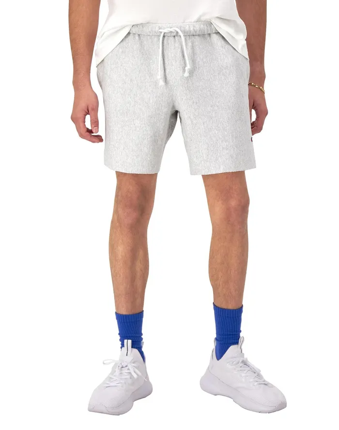 Reverse Weave CutOff Shorts Relay C Logo 7034 Silver Grey Men Champion Shorts