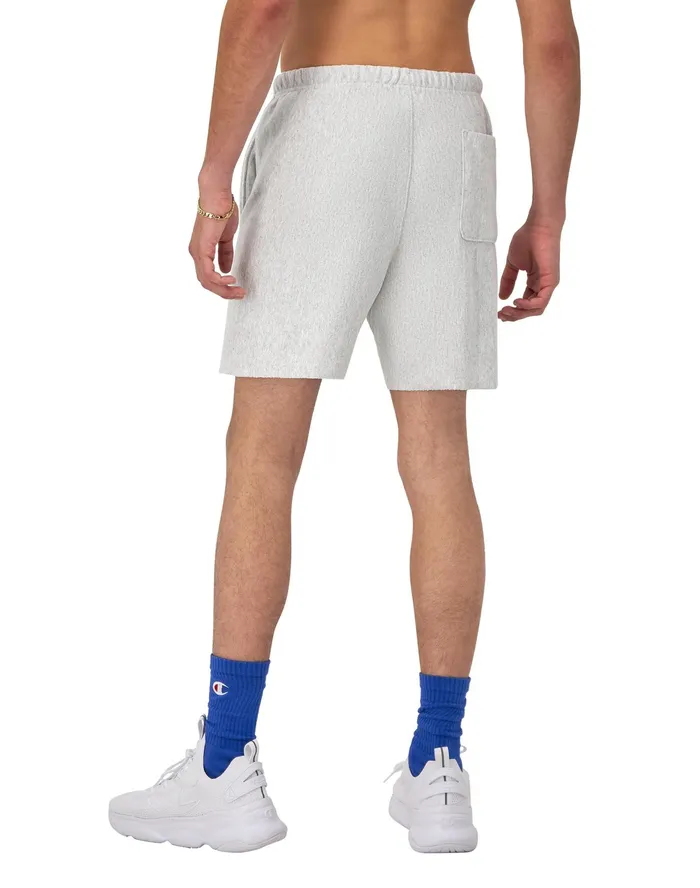 Reverse Weave CutOff Shorts Relay C Logo 7034 Silver Grey Men Champion Shorts