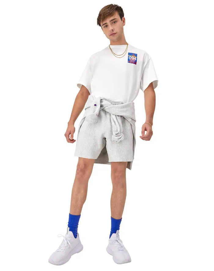 Reverse Weave CutOff Shorts Relay C Logo 7034 Silver Grey Men Champion Shorts