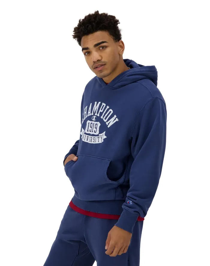 Reverse Weave Hoodie University 1919 Logo Time Capsule Athletic Navy MenWomen Champion Hoodies and Sweatshirts