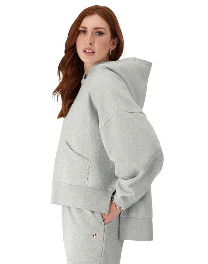 Reverse Weave Hoodie Vintage Wash Running Women Script Logo Time Capsule Oxford Grey Women Champion Hoodies and Sweatshirts