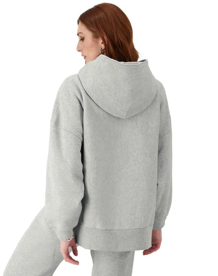 Reverse Weave Hoodie Vintage Wash Running Women Script Logo Time Capsule Oxford Grey Women Champion Hoodies and Sweatshirts