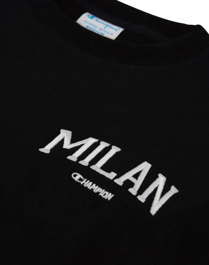 Reverse Weave Oversized Crewneck Sweatshirt Milan Black Women Champion Hoodies and Sweatshirts
