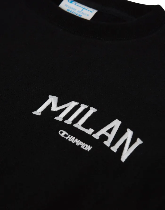 Reverse Weave Oversized Crewneck Sweatshirt Milan Black Women Champion Hoodies and Sweatshirts