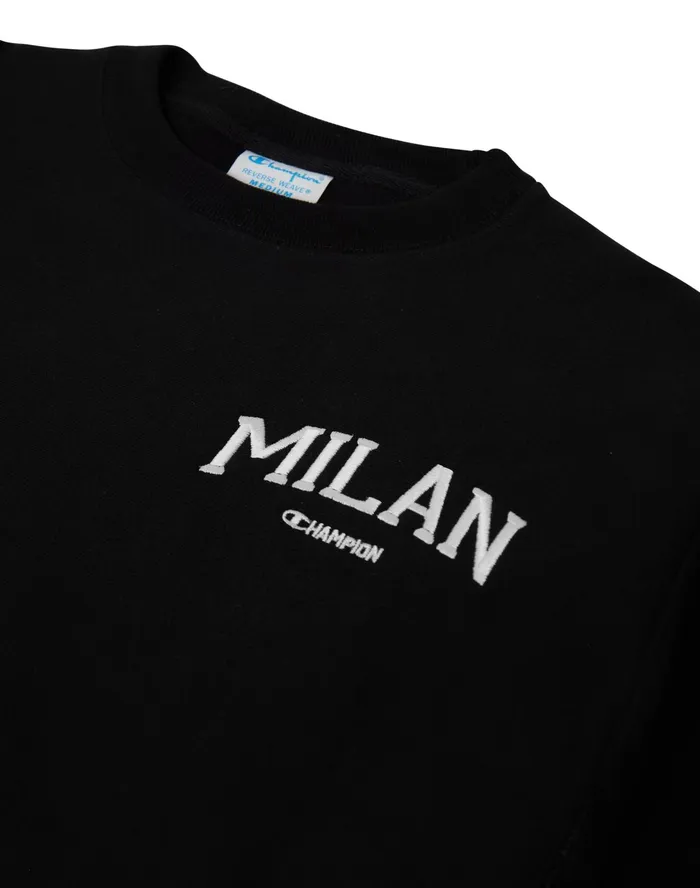 Reverse Weave Oversized Crewneck Sweatshirt Milan Black Women Champion Hoodies and Sweatshirts
