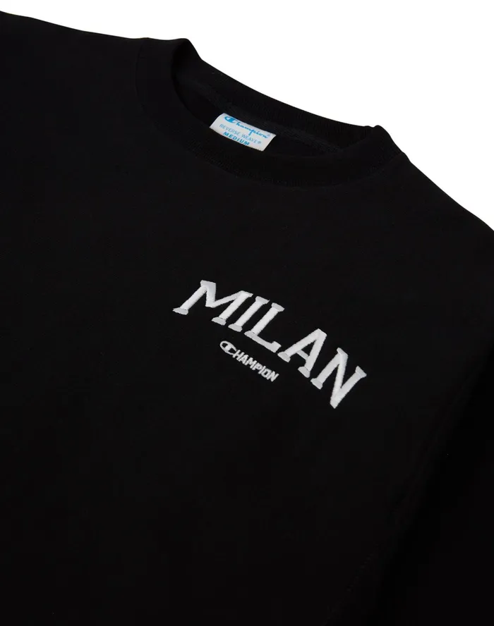 Reverse Weave Oversized Crewneck Sweatshirt Milan Black Women Champion Hoodies and Sweatshirts