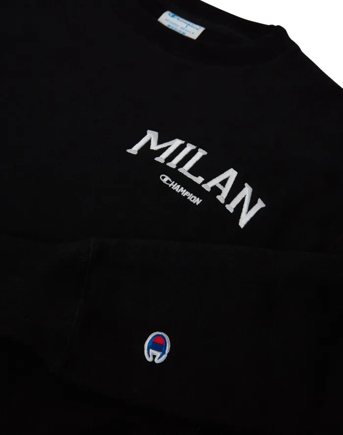 Reverse Weave Oversized Crewneck Sweatshirt Milan Black Women Champion Hoodies and Sweatshirts