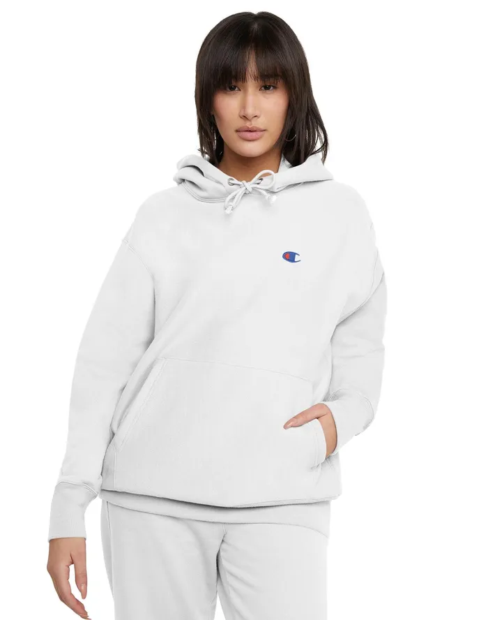 Reverse Weave Oversized Hoodie C Logo White Women Champion Hoodies and Sweatshirts