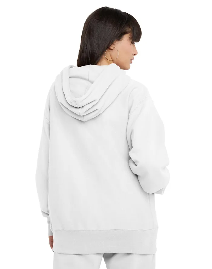 Reverse Weave Oversized Hoodie C Logo White Women Champion Hoodies and Sweatshirts