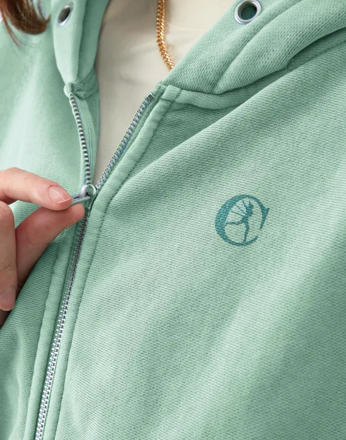 Reverse Weave ZipUp Hoodie Vintage Wash C Logo Time Capsule Sheer Water Teal Women Champion Hoodies and Sweatshirts