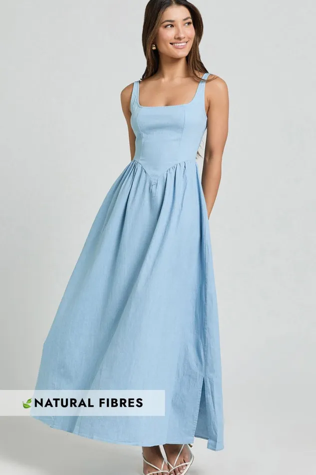 Rhaziya Midi Dress 8211 Sleeveless Straight Neck Fit And Flare Dress In Blue Women Showpo Conscious Rhaziya Midi Dress 8211 Sleeveless Straight Neck Fit And Flare Dress In Blue Women Showpo Conscious