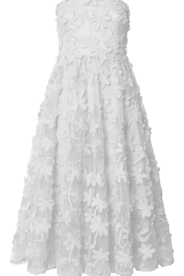 Rheiva Midi Dress 8211 Strapless 3D Embroidery Midi Dress In White Women Showpo Dresses