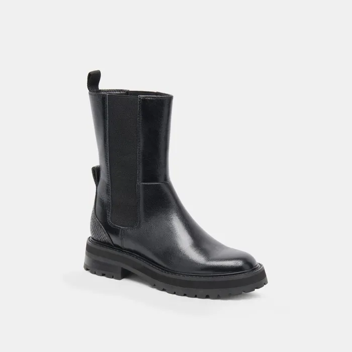 Rich H2O Boots Black Multi Crinkle Patent Women Dolce Vita Boots and Booties