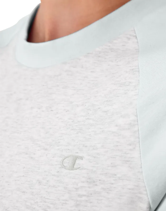 Ringer TShirt Cropped Colorblocked C Logo Silver Greycrisp Morning Blue Women Champion TShirts and Tops