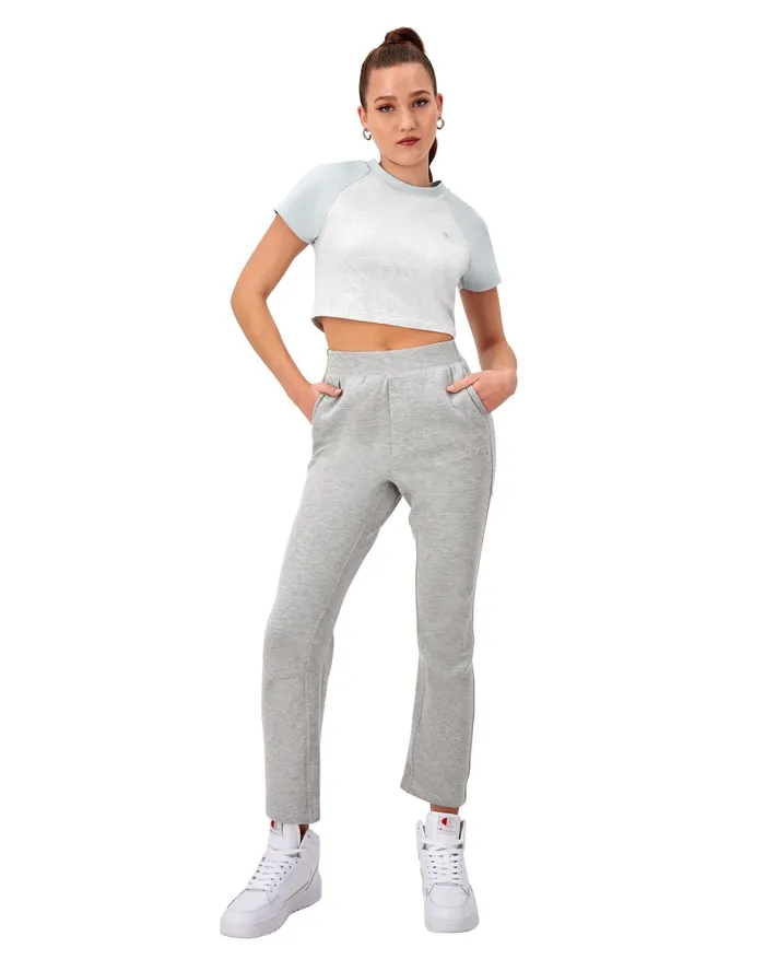 Ringer TShirt Cropped Colorblocked C Logo Silver Greycrisp Morning Blue Women Champion TShirts and Tops