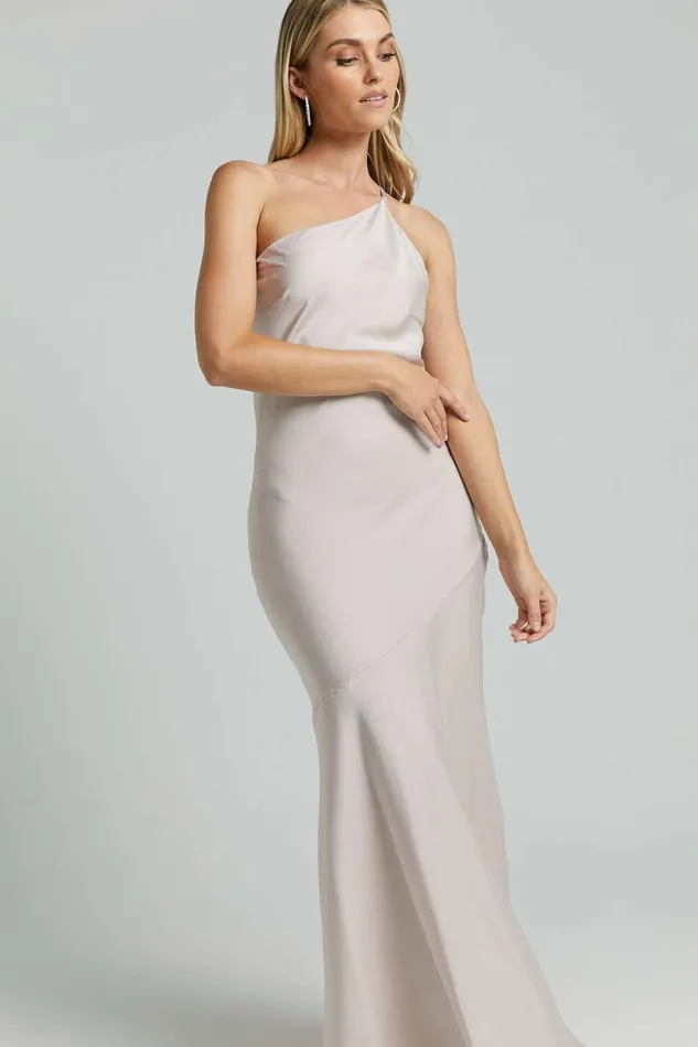Rosalyn Maxi Dress 8211 Asymmetric One Shoulder Cross Back Slip In Ivory Women Showpo Dresses