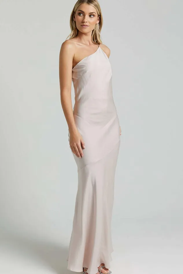 Rosalyn Maxi Dress 8211 Asymmetric One Shoulder Cross Back Slip In Ivory Women Showpo Dresses
