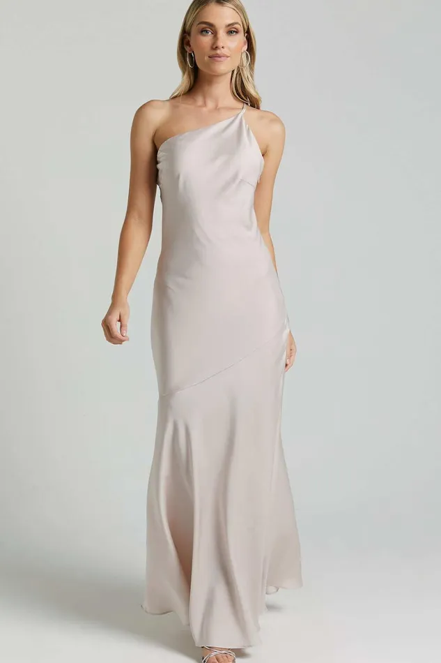 Rosalyn Maxi Dress 8211 Asymmetric One Shoulder Cross Back Slip In Ivory Women Showpo Dresses