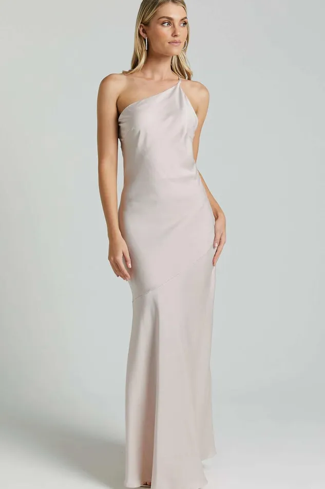 Rosalyn Maxi Dress 8211 Asymmetric One Shoulder Cross Back Slip In Ivory Women Showpo Dresses