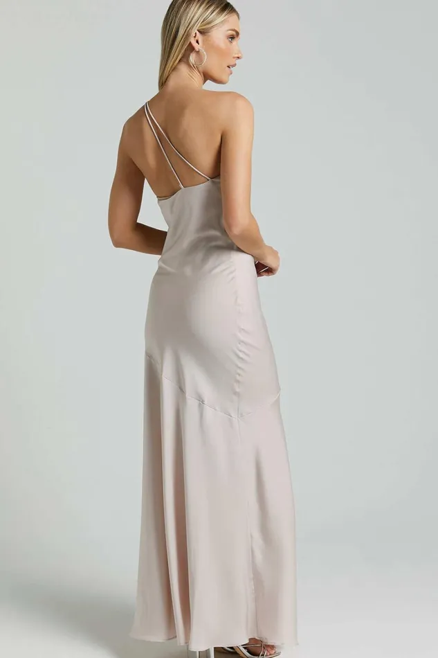 Rosalyn Maxi Dress 8211 Asymmetric One Shoulder Cross Back Slip In Ivory Women Showpo Dresses