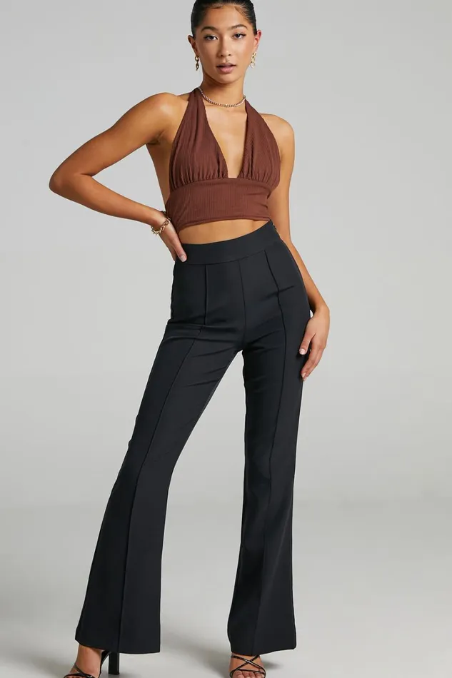 Roschel Pants 8211 High Waisted Flared Pants In Black Women Showpo Curve Clothes
