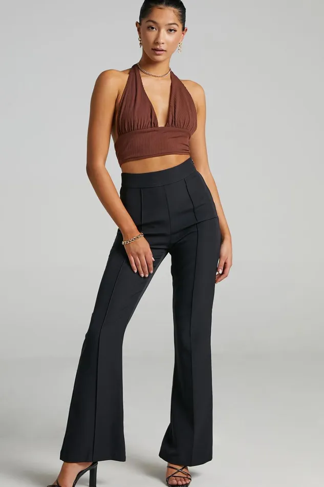 Roschel Pants 8211 High Waisted Flared Pants In Black Women Showpo Curve Clothes