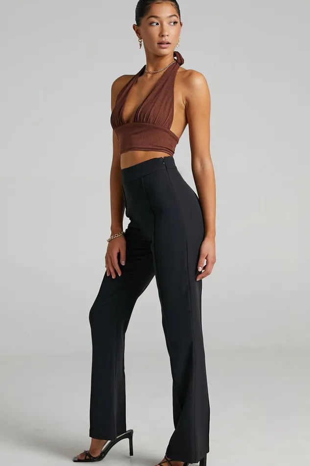 Roschel Pants 8211 High Waisted Flared Pants In Black Women Showpo Curve Clothes