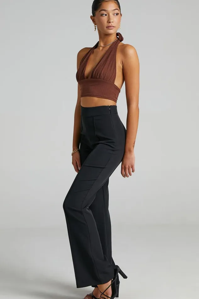 Roschel Pants 8211 High Waisted Flared Pants In Black Women Showpo Curve Clothes