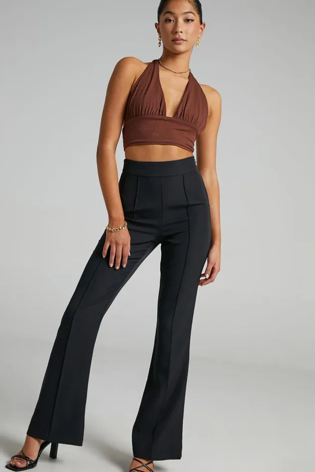 Roschel Pants 8211 High Waisted Flared Pants In Black Women Showpo Curve Clothes