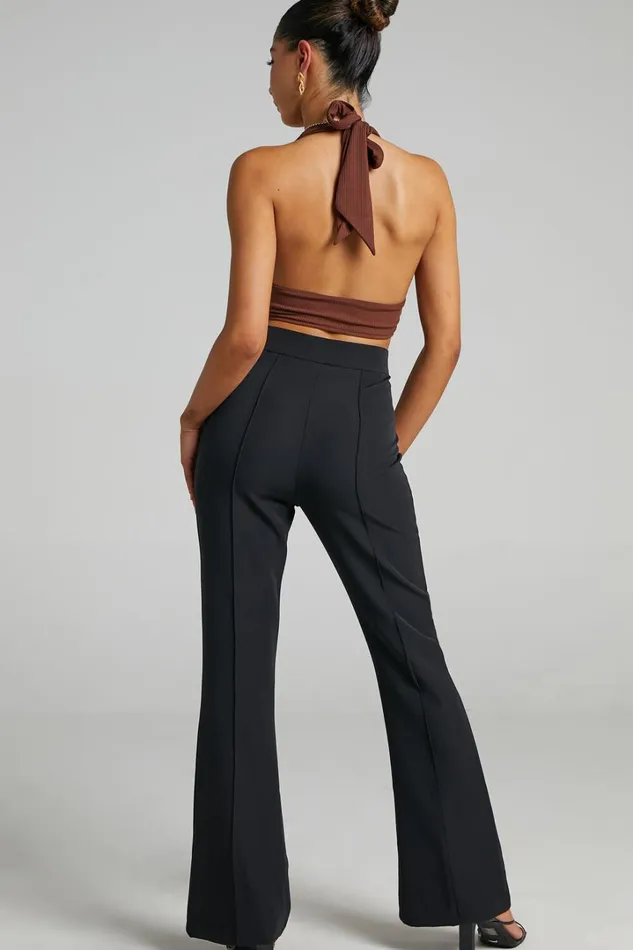 Roschel Pants 8211 High Waisted Flared Pants In Black Women Showpo Curve Clothes