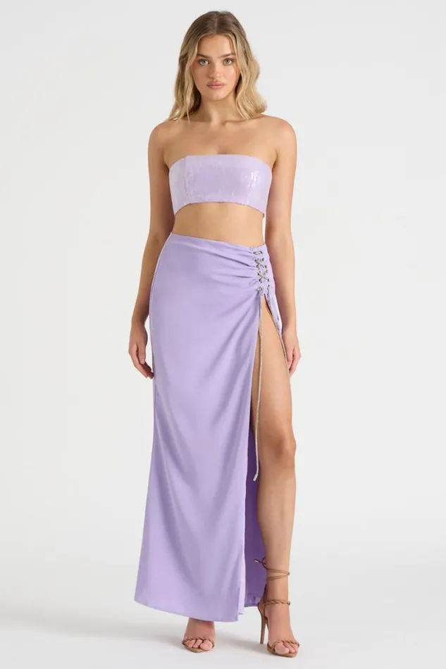 Runaway The Label Crops THE SEQUIN BANDEAU Lilac 8211 Women Runaway The Label Crops THE SEQUIN BANDEAU Lilac 8211 Women