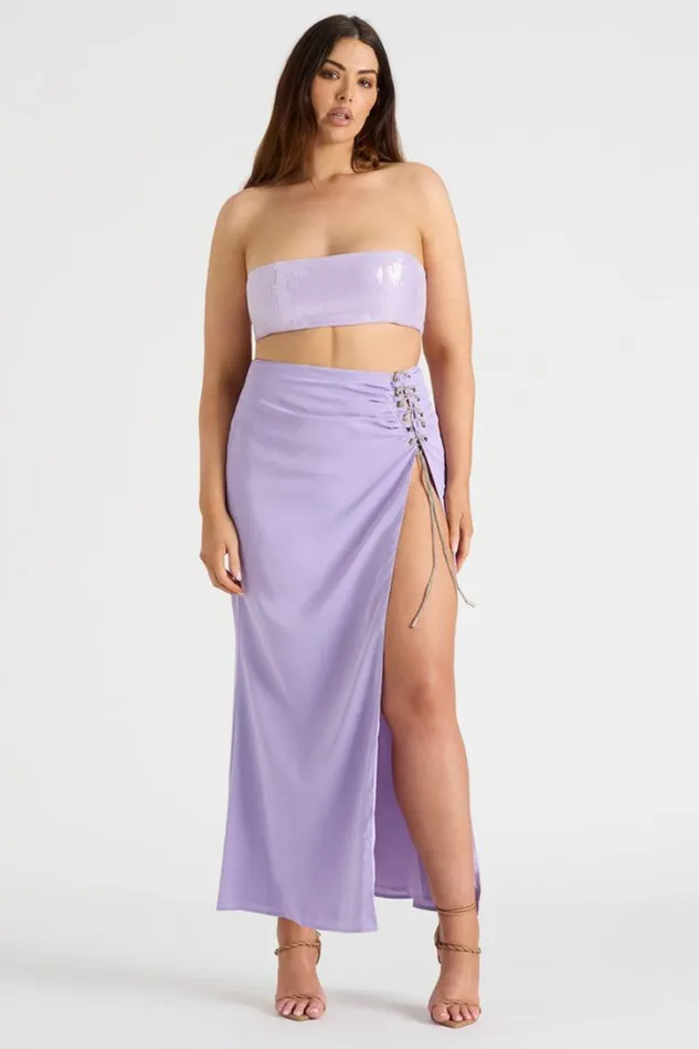 Runaway The Label Crops THE SEQUIN BANDEAU Lilac 8211 Women Runaway The Label Crops THE SEQUIN BANDEAU Lilac 8211 Women
