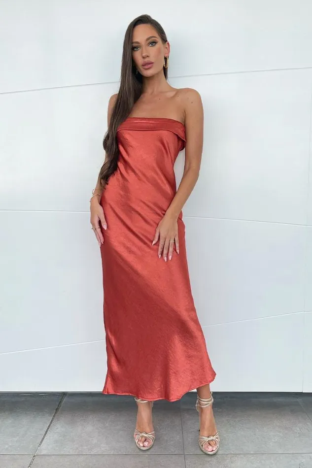 Runaway The Label Evening Dresses Leila Slip Dress Copper 8211 Women