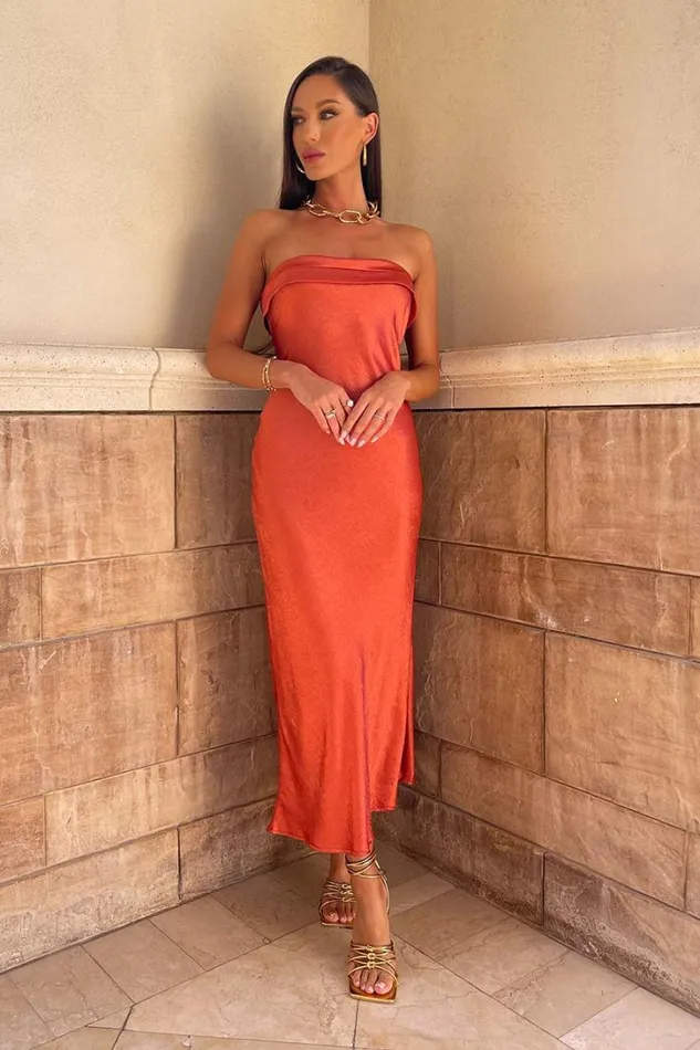Runaway The Label Evening Dresses Leila Slip Dress Copper 8211 Women Runaway The Label Evening Dresses Leila Slip Dress Copper 8211 Women