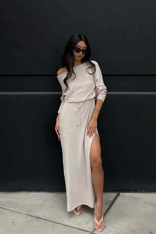 Runaway The Label Long Sleeved Dresses FLORIDA MAXI DRESS Sand 8211 Women