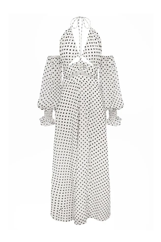 Runaway The Label Long Sleeved Dresses KARMA MAXI DRESS White Polka 8211 Women