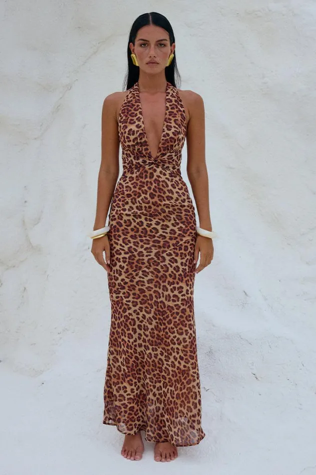 Runaway The Label Maxi Dresses TENAYA MAXI DRESS Leopard Print 8211 Women