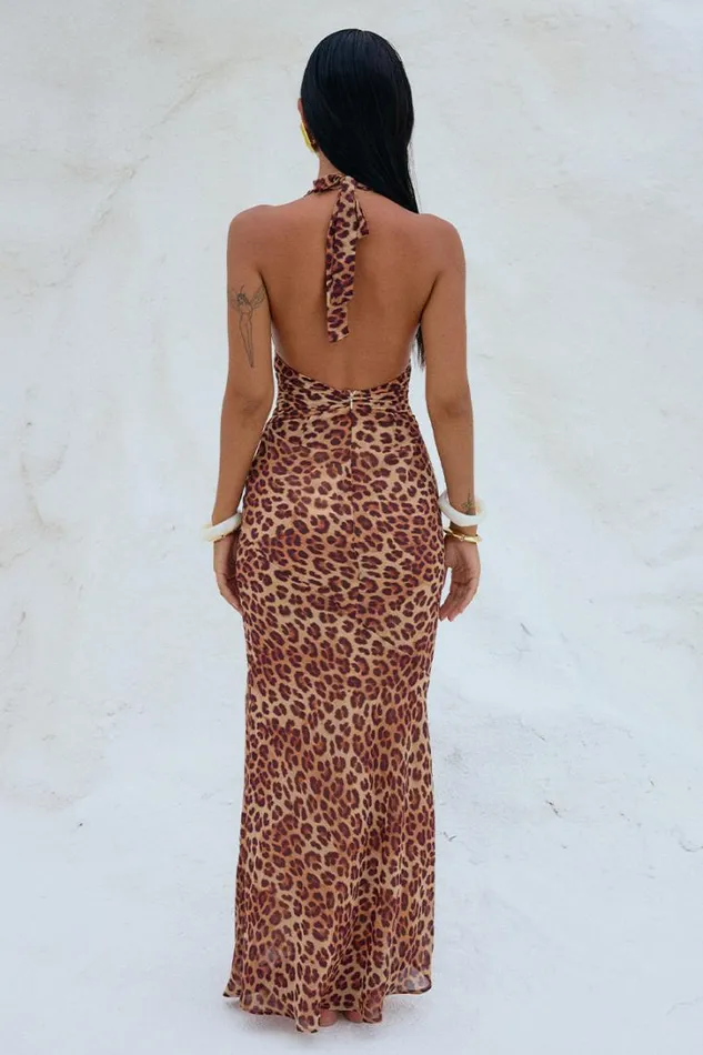 Runaway The Label Maxi Dresses TENAYA MAXI DRESS Leopard Print 8211 Women
