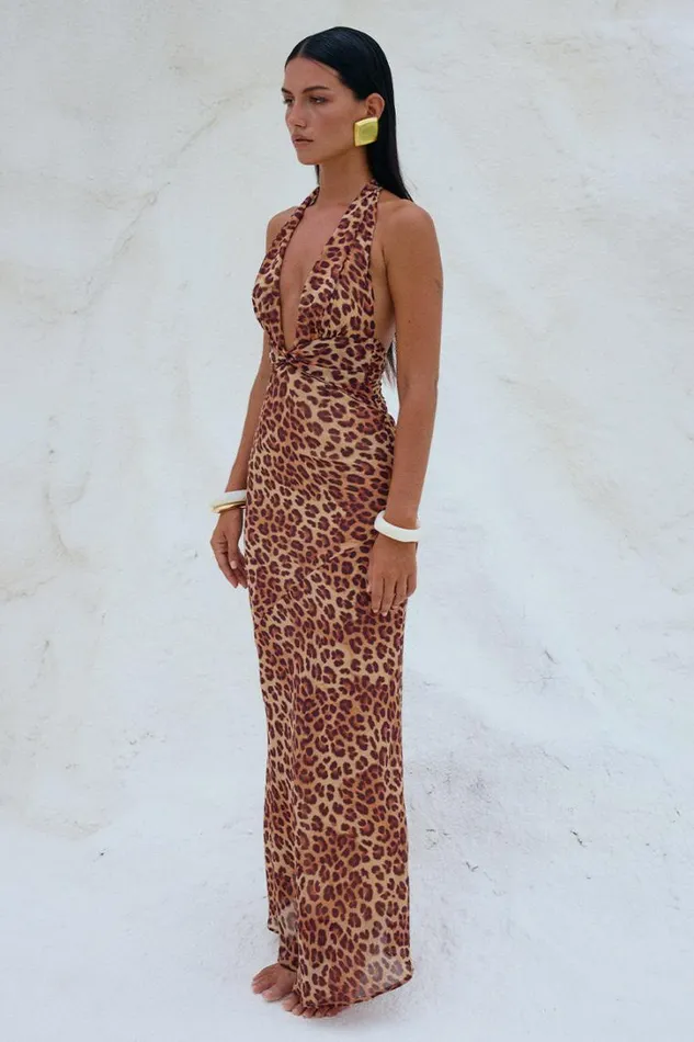 Runaway The Label Maxi Dresses TENAYA MAXI DRESS Leopard Print 8211 Women