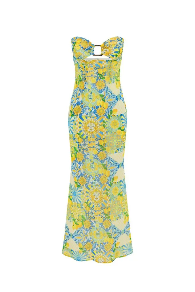 Runaway The Label Maxi Dresses VELZY STRAPLESS DRESS Anacapri Lemon 8211 Women