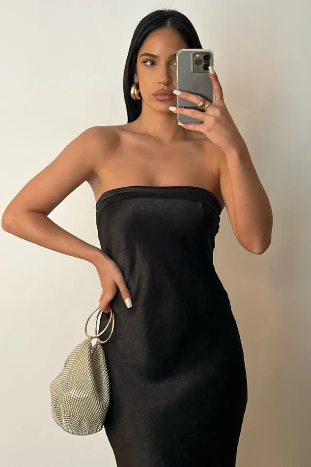 Runaway The Label Midi Dresses Leila Slip Dress Black 8211 Women Runaway The Label Midi Dresses Leila Slip Dress Black 8211 Women