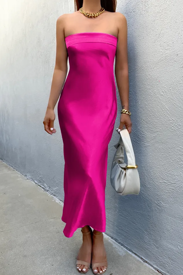 Runaway The Label Midi Dresses Leila Slip Dress Fuchsia 8211 Women