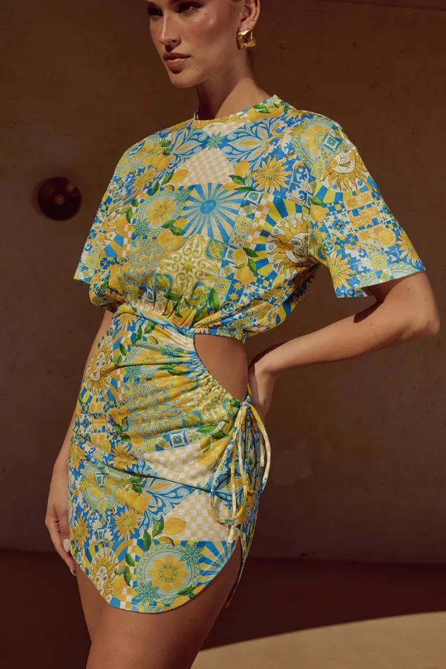 Runaway The Label Mini Dresses SARICO MINI DRESS Anacapri Lemon 8211 Women