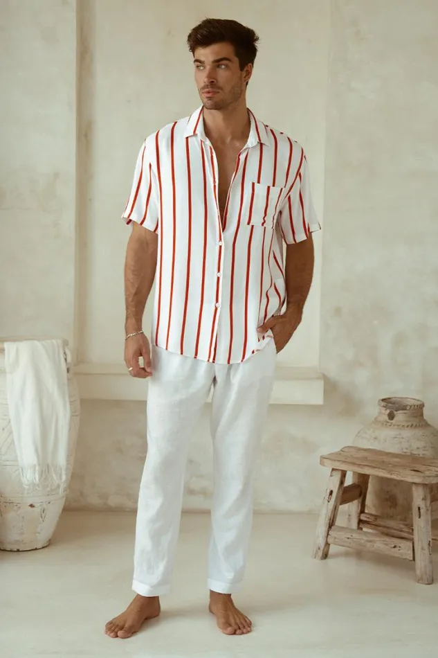Runaway The Label Shirts ELIJAH SHIRT Red Stripe 8211 Men