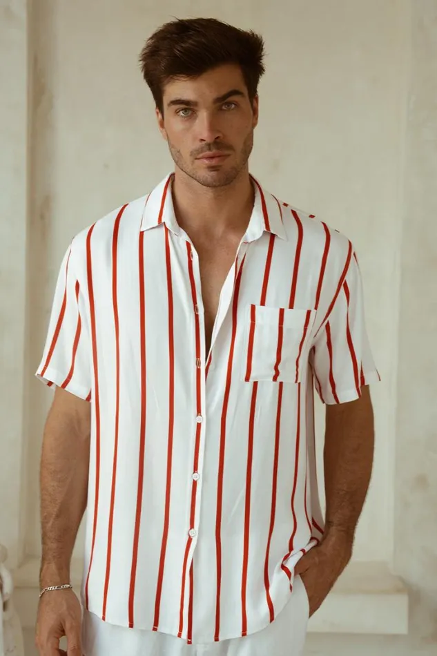 Runaway The Label Shirts ELIJAH SHIRT Red Stripe 8211 Men