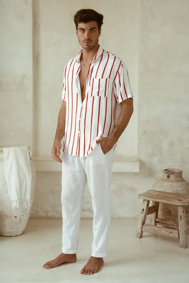 Runaway The Label Shirts ELIJAH SHIRT Red Stripe 8211 Men