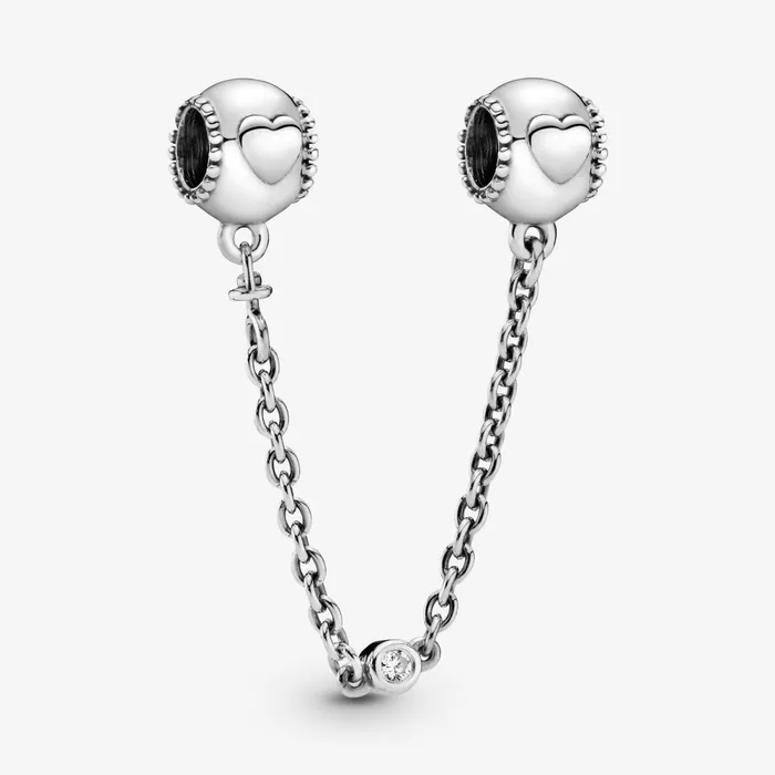 Safety Chains Women Pandora Embossed Hearts Safety Chain Charm
